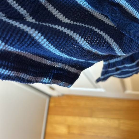 Pact Navy and White Striped Cowl Neck Sweater - Picture 7 of 7